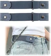 [LANAFAY] 2 Packs No Buckle Belt for Men Women, Invisible Elastic Belt, Adjustable Buckle Free Stretch Belt, No Show Elasticated Belt, Buckless Waist Belt Up to 41" for Jeans Pants（Blue）, Blue, One Size