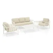 Mornington Outdoor 3+1+1 Lounge Setting with Coffee table and Side table White