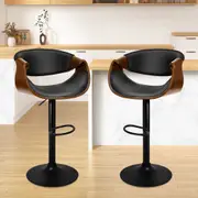 2x ALFORDSON Bar Stools Upholstered Gas Lift All Black