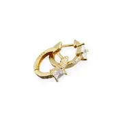 ANYCO Earrings Gold Plated White Luxury Square CZ Round Ear Buckle For Women Girl Teen Chic Fashion Stylish Accessories Jewelry Gifts