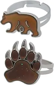 PartyKindom 2pcs Color-changing Opening Polar Bear Jewelry Thermochromic Finger Alloy (iron)