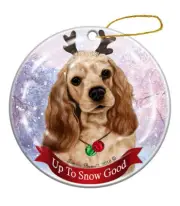 Holiday Pet Gifts Buff Cocker Spaniel Dog Porcelain Christmas Ornament