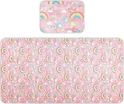 Pixal Peach Pattern Rainbow Cooling Baby Waterproof Crib Mattress Protector 28" x 52" Washable Bed Pads for Baby&Toddler