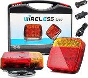 Wireless Trailer Lights Kit, Rechargeable Wireless LED Trailer Lights Kit, Rechargeable LED Tail Tow Lamp with 100ft Range, IP67 Waterproof, for Truck, Rv, Camper, Boat, Carava (1Set)