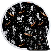Halloween Funny Skeletons Round Beach Towel