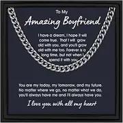 [ZenVib] To My Amazing Boyfriend, Silver Stainless Steel Cuban Link Chain Minimalism Necklace Gifts Jewelry For Men