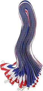 jojofuny 25pcs Striped Medal Ribbons for Award Presentation Sports Competitions Academic Events Easy to Use Neck Lanyards with Clips for First Place Participation Achievement Recognition