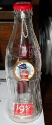 2002 Coca Cola Brown Leather Watch In A Plastic Coke Bottle Sealed