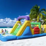 6.7M PVC Inflatable Bounce House Blow up Outdoor Jumping Castle w/Slide & Pool