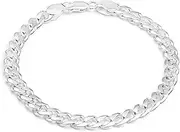 [Generic] Bracelet Real 925 Sterling Silver Filled Solid Unisex 6mm Curb Link Bangle 20cm 8"