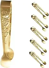 6pcs Mini Stainless Steel Ice Cube Tongs Decorative Sugar Tongs for Tea Party Reusable Food Clips for Buffet Serving