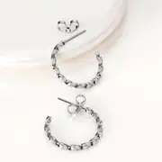 Solid 925 Sterling Silver Twisted C-Hoop Earrings