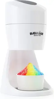 Snow Cone and Shaved Ice Machine with 2 Ice Mold Cups, Non-Slip Mat (White)