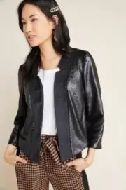 Anthropologie Shonda Black Sequined Jacket M