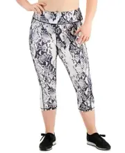 Ideology Plus Size Snakeskin-Print Cropped Leggings, White, 3X