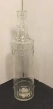 Vintage Style 12" Tall Clear Glass Bottle Raised Design No Cork New