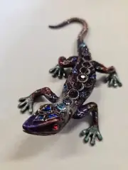 Purple Lizard Trinket Box Austrian Crystals BY KEREN KOPAL Benefits HORSE RESCUE