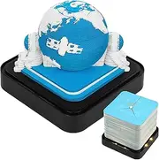 3D Desk Calendar with LED Light Desktop Timing Calendar，2024 Desk Calendar Memo Pad，3D Art Calendar，3D Notepad Paper for Study Room, Classroom, Living Room, Bedroom, Dormitory (blue earth)