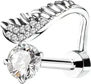 [KUNASSHIR] 20G Twisted Helix Earring Spiral Wing Conch Piercing Jewellery Flat Back Earring Stainless Steel Lobe Piercings Climber Earring Stud