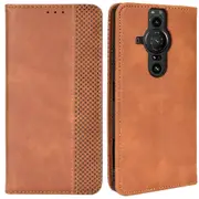 Mosaic Border Pattern Splicing Retro Shockproof Leather Wallet Stand Protective Case For Sony Xperia Pro-i