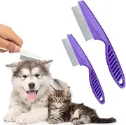 Multifunctional Pet Hair Comb Tear Stain Removal, 2024 New Magic Pets Grooming Comb Kit for Small Dogs Puppies, 2 in 1 Dog Combs Tooth Stainless Grooming Massage Dual-Sided Comb (Purple)