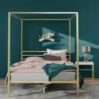 Zinus Patricia Metal Canopy Steel Four Poster Bed Frame - Queen Goldld)