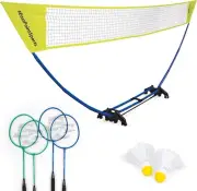 Badminton Sets Includes Portable Net, 4 Badminton Rackets, 2 Shuttlecocks, Bag