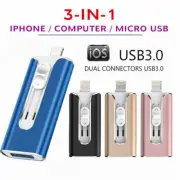 3 IN 1 OTG Flash Drive Photo Stick IOS USB 3.0 Memory U Disk For iPhone iPad