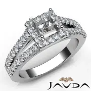 Split Shank Semi Mount Halo Prong Set Princess Diamond Engagement Ring 0.75Ctw.