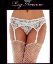 Lace Garter Belt and Thong Set Adult Plus Size Red & White Leg Avenue 8888Q