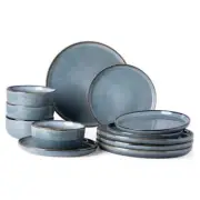 Ceramic Dinnerware Sets for 4, 12 Pieces Service for 4(12Pcs) Space Blue