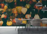 3D Lantern Color Self-adhesive Removeable Wallpaper Wall Mural
