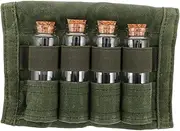 VICASKY Camping Spice Storage Bag 4pc Portable Outdoor Seasoning Bottles Set with Glass Jars Salt Pepper Bottle Set for Hiking BBQ