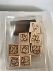 Stampin Up Anytime Greetings 2001 8 stamps Sunflower,Happy Birthday,Thank You