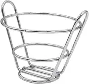 UTHCLO 1pc Chips Basket Fried Food Basket Cone Holder Stand Fruit Containers Food Storage Basket Mini Pizza Frying Basket Wire Fry Basket Frying Snacks Basket Stainless Steel Black