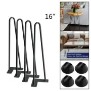 16" Coffee Table Metal Hairpin Legs Solid Iron Bar Black Set of 4