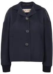 Marni Embroidered Wool-blend Jacket - Dark Blue - 44 (UK12 / M) 44 (UK12 / M)