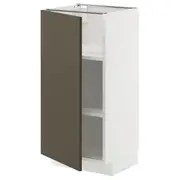 METOD base cabinet with shelves, white/Havstorp brown-beige, 40x37x80 cm