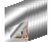 8 Pieces Mirror Film Self Adhesive Mirror, Flexible Adhesive Mirror Non Glass Mirror Tile Self Adhesive Tile Mirror Wall Sticker for 4 x 6 inch