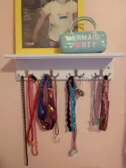 Entryway Hanging Coat Rack, with 4 Double Hooks, Wall Floating Shelf