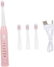 DEARMAMY Boys and Girls Electric Toothbrush Soft Bristle 5 Modes Replacement Head Electric Toothbrush for Children Baby Portable Pink