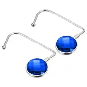 4.5" Portable Purse Hook Handbag Hanger for Table Bag Storage Decor, 2Pcs Blue