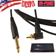 Tattoo Power Supply Silicone Right Angle RCA Clip Cord 1/4" Photo Plugs 6ft 10pc