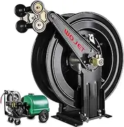 Pressure Washer Hose Reel 50ft/15m, Retractable Jet Wash Hose Reel for Water/Air/Oil, Heavy Duty Steel, Dual Arm, Auto Rewind, High-Pressure, Max 4000PSI/275bar (Without Hose)