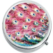Peacock Feathers Medicine Vitamin Compact Pill Box