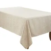 Exquisite Jacquard Design Tablecloth, Champagne, 72"x104"