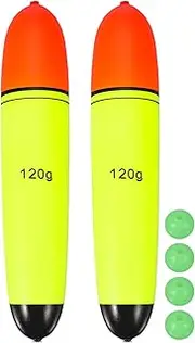 uxcell Fishing Slip Bobbers, EVA Foam Bobbers Slip Floats with Fish Beads, 4.2 Oz Floatage Fit for Perch Carp Bass Fishing Corks Saltwater Freshwater (2 Pack, Red/Yellow)