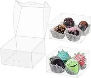 100pcs 4x4x2 Inch Clear Pastry Gift Boxes Bakery Boxes Cookies Boxes Soap Boxes Dount Boxes Chocolate Covered Strawberries Boxes Truffle Boxes Browine Cake Boxes Treat Boxes for Party Favors Wedding