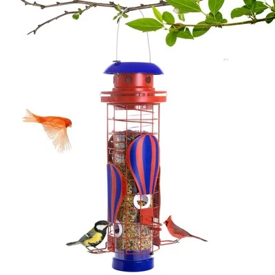 Metal Squirrel Proof Bird Feeders for Outdoors Hanging Large Tube Mesh Anti S...
