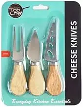 3-Piece Cheese Knife Set, Stainless Steel Blades, Wooden Handles, for Charcuterie Board, Mini Steel Stainless Cheese Cutter, Fork for Party Wedding Christmas, Charcuterie Accessories